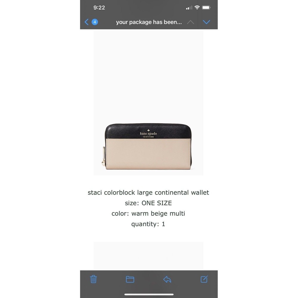 New Kate Spade Staci Colorblock Large Continental Wallet Leather Warm Beige